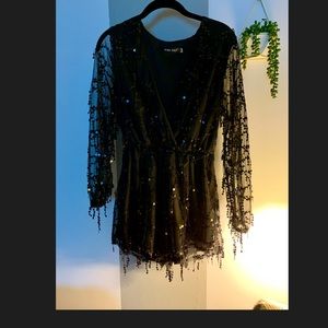 Black Sequined romper.